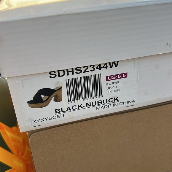 Black Open Toe Slip on Chunky Block Wedges Sandals Platform Heels - Picture 8 of 8